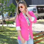 Look: blazer rosa + jeans claro