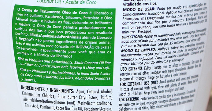 Resenha: máscara óleo de coco vegano Skala: post e vídeo aplicação