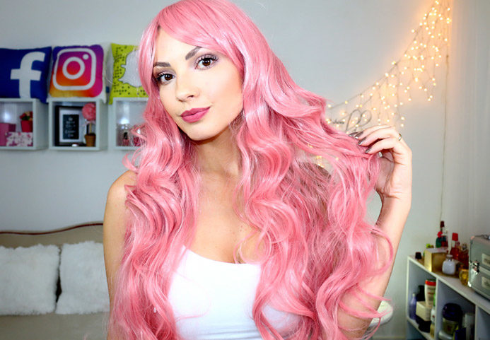 minha peruca rosa estilo mangá/ AliExpress