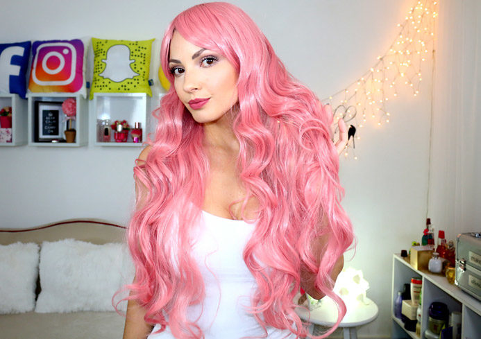 minha peruca rosa estilo mangá/ AliExpress